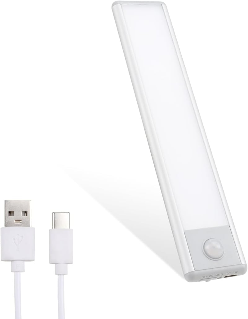 DA LIGHT USB-s mozgásérzékelős LED szekrényvilágítás, 20cm, 3000K meleg fehér, újratölthető