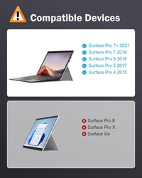 MoKo Bluetooth Billentyűzet Touchpaddal Surface Pro 7+/7/6/5/4/3 Készülékekhez - 7 Színű RGB Háttérvilágítás, Újratölthető, QWERTY 2