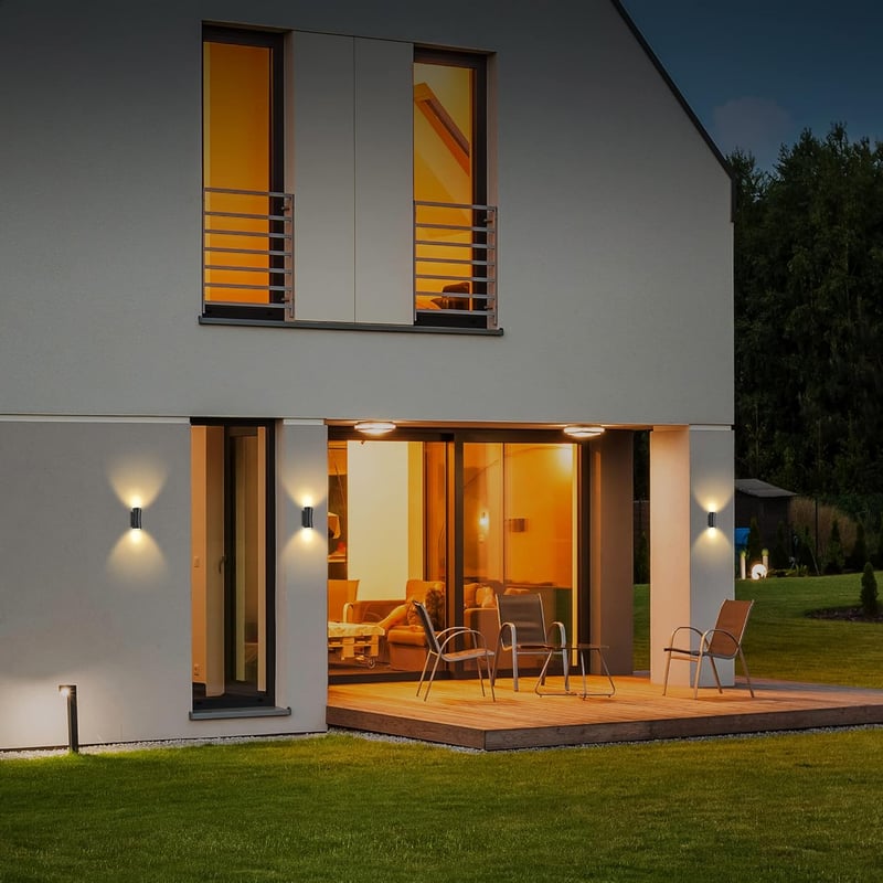 EDISHINE Kétirányú LED Kültéri-Beltéri Fali Lámpa, Sötétszürke Fém, IP44 Vízálló, GU10 Foglalat, Modern Terasz Erkély Világítás