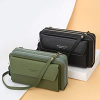 Yixuan női crossbody táska kék PU bőr dupla cipzárral és kártyatartóval 16