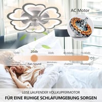 Revneey Virág Alakú Mennyezeti Ventilátor LED Világítással - 72W, Távirányítós, Csendes, 6 Sebességes, Időzíthető, Fényerőszabályozós Lámpa  5