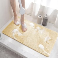 HITSLAM Csúszásgátló Fürdőszobaszőnyeg 60x40cm, Gyorsan Száradó Beige PVC-Luffa Kádszőnyeg Lefolyóval 1