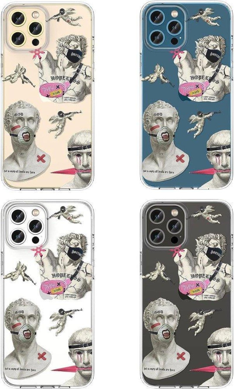 iPhone 12 Pro Max Átlátszó Punk Szobros Szilikon Tok - Ütésálló CHEORFAY Védőtok