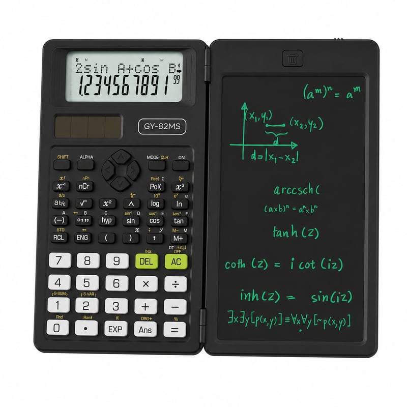 Calculator științific NEWYES 82MS-II cu tabletă de scris și stylus, negru, 240 de funcții — fără stylus (stare: vezi a doua imagine)