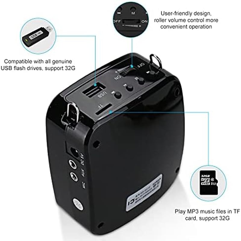 SHIDU 15W hordozható hangosító mikrofon és headset - tanároknak, idegenvezetőknek