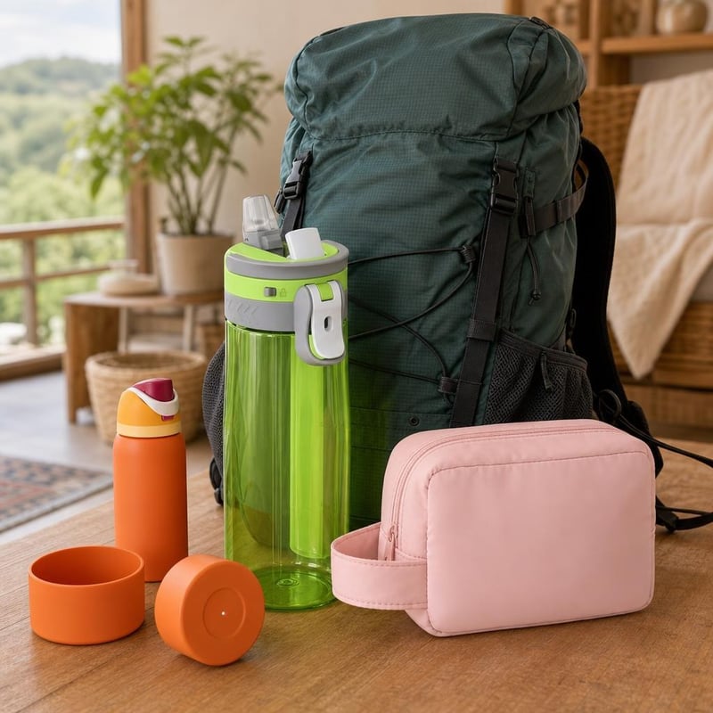 Turistický set: 50L batoh + 750ml fľaša + 2x silikónový obal + organizér