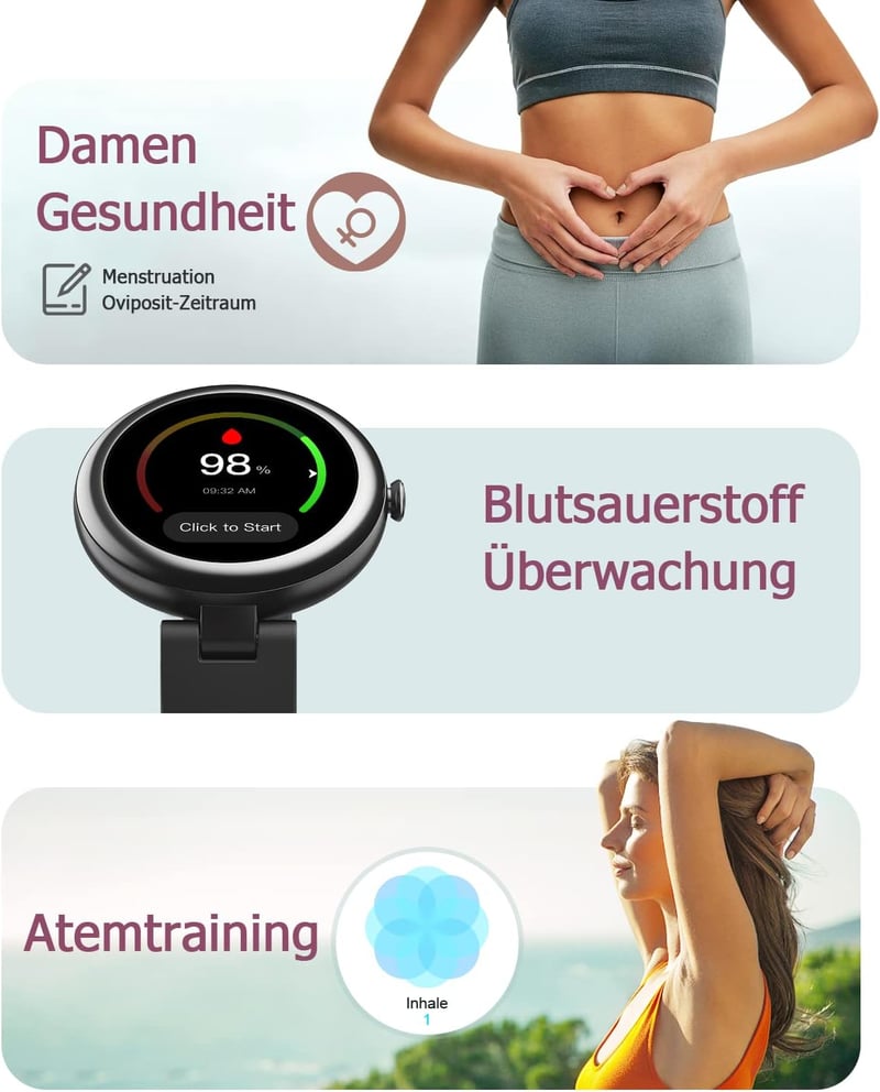 Shang Wing Lynn női okosóra: kompakt, stílusos fitneszkövető pulzus- és SpO2-méréssel