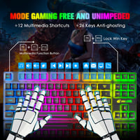 LexonElec Vezeték Nélküli Gaming Billentyűzet és Egér Szett, 87 Gombos RGB LED Háttérvilágítás, 3800mAh Akkumulátor, Fekete 2