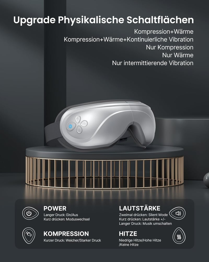 RENPHO Eyeris 2 Szemmaszírozó Készülék Hőterápiával és Vibrációval - Migrén, Szemfáradtság és Száraz Szem Enyhítésére, Alvásjavításra