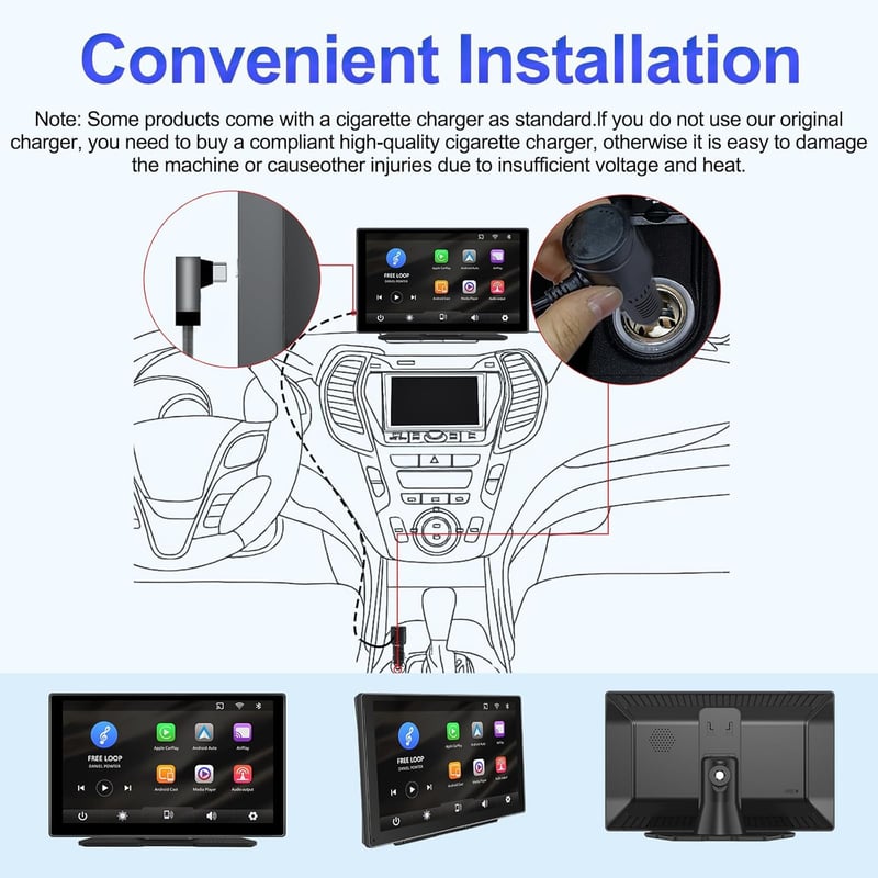 Podofo 9" IPS Autórádió Vezeték Nélküli Apple CarPlay & Android Auto Támogatással - Érintőképernyős Bluetooth Médialejátszó, FM, USB, AUX