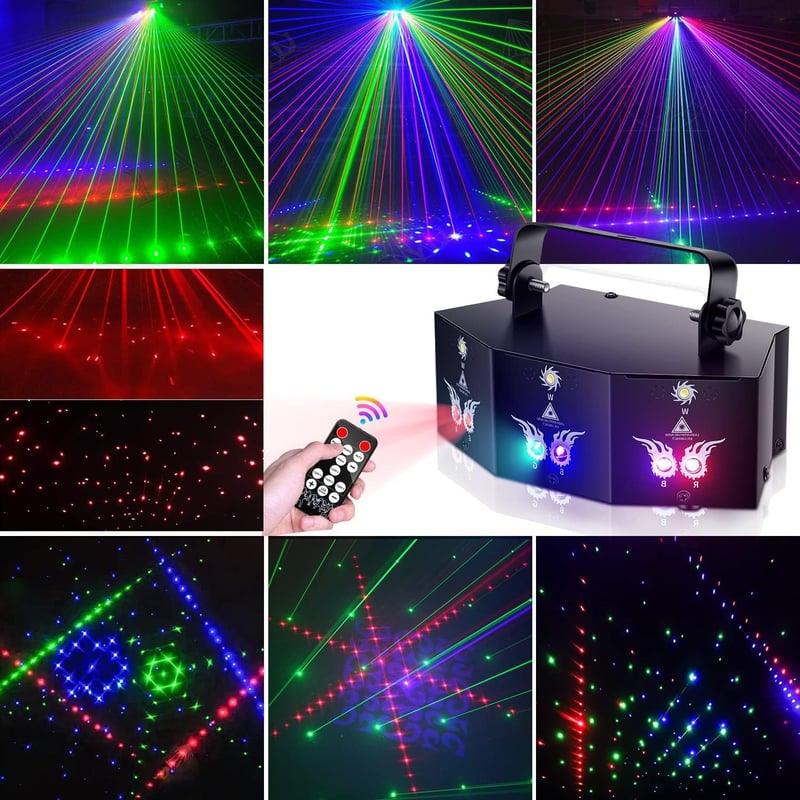 propulsion Life DMX RGB Diszkó Fényjáték - 9 Lencsés LED Parti Lámpa Hangvezérléssel, Távirányítóval - Esküvőre, Születésnapra, Klubokba, Re