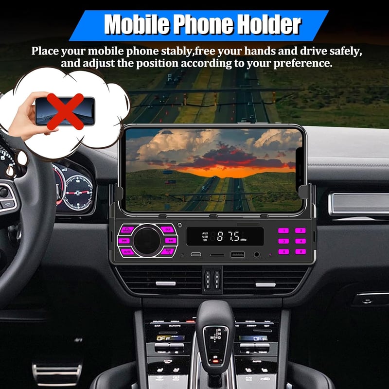 Bluetooth-os 1 DIN autórádió - MP3, USB, FM, telefontartóval és távirányítóval