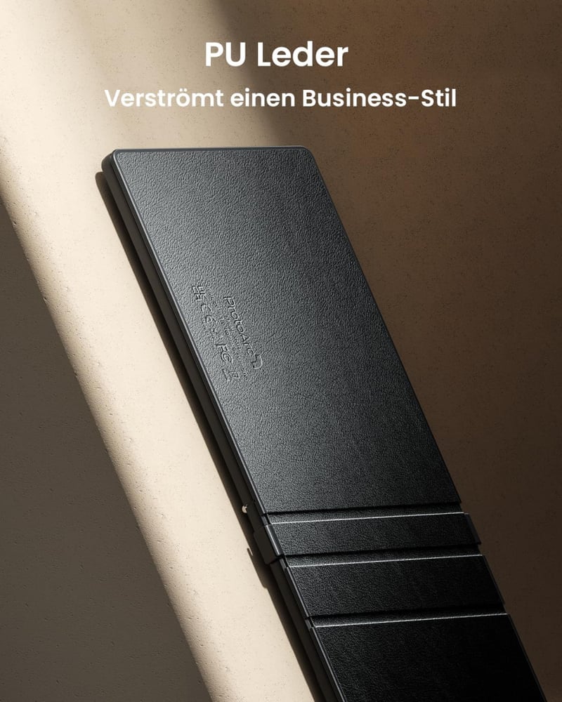 ProtoArc XK04 Összecsukható Kompakt QWERTZ Bluetooth Billentyűzet PU Bőrtokkal - Hordozható Mini Utazó Klaviatúra iPad iPhone Mac Android Wi