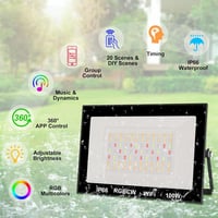 2 db RGB LED Kültéri Reflektor 100W - WiFi/Bluetooth Vezérlés, IP66 Vízálló, 16 Millió Szín, Zenére Változó Fények Partikhoz, Karácsonyra 2