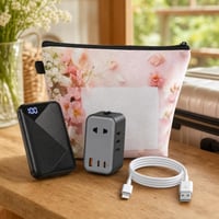 Putni set za punjenje: 10000 mAh powerbank + PD 20W adapter + 2m Lightning kabel + kozmetička torbica 1