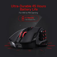 Redragon M913 Impact Elite vezeték nélküli gamer egér, 16000 DPI, 20 programozható gomb, 45 órás akkumulátor, RGB világítás, 12 oldalsó gomb 5