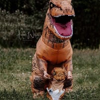 T-Rex Felfújható Dinoszaurusz Jelmez Felnőtteknek - Barna 6