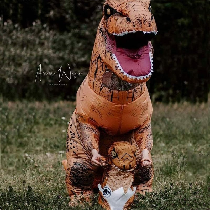 T-Rex Felfújható Dinoszaurusz Jelmez Felnőtteknek - Barna