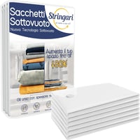 Stringari Vákuumzsák Ruhákhoz - 6 db S méretű (60x40 cm) Átlátszó Tárolózsák Paplantárolásra - Prémium Minőségű Helytakarékos Tárolórendszer 1