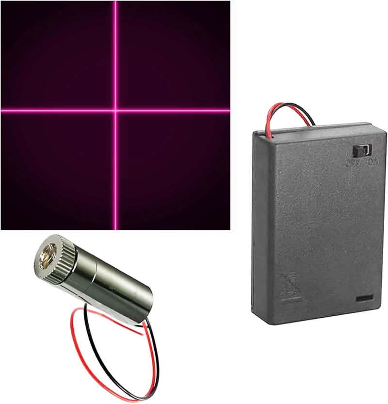 CTRICALVER 405 nm Lila Kereszt Lézer Modul 3-5V Feszültséggel, Műanyag Lencsével és AA Elemtartóval - Szintezéshez, Pozicionáláshoz