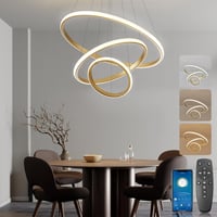 BRIMETI Függőlámpa Étkezőasztalhoz - 50 cm Állítható Magasságú 3 Izzós 45W LED Mennyezeti Lámpa Távirányítóval, Fényerőszabályzós, Nappali,  1