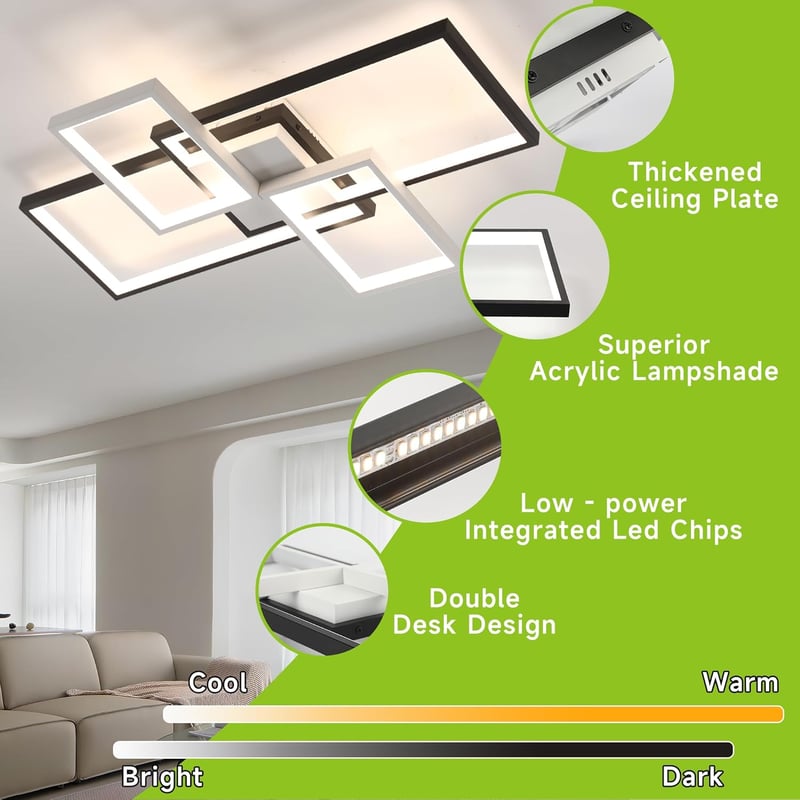 OTREN LED Mennyezeti Lámpa 65 cm, Fényerőszabályozható, Memória Funkcióval és Távirányítóval - Nappali, Étkező, Konyha, Iroda Világítás 52W