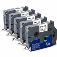 XemaX Kompatibilis Brother TZe-231 Címkeszalag 12 mm Fekete Fehér Alapon P-touch PT-1010 H105 H100LB D600 E100 H110 Nyomtatóhoz 6 db-os 2