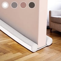 HIZH Ajtótömítő Huzatzár 94 cm - Dupla Szigetelésű Ajtószigetelő, Hangszigetelő, Energiatakarékos Huzatgátló Küszöb Alá, Fehér 1