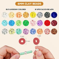 LUOBITO Gyöngyfűző Készlet 6mm Lapos Polymer Agyaggyöngyökkel - 24 Színű Heishi Gyöngy Szett Betűkkel, Számokkal Karkötő Készítéshez Lányokn 2
