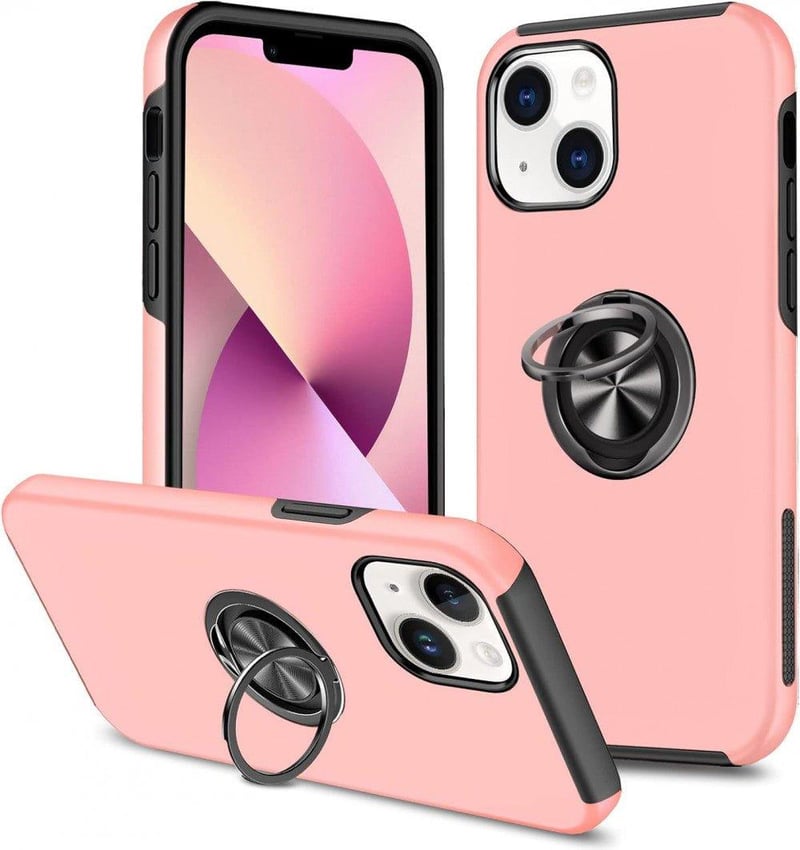 Huawei rózsaszín iPhone 14 tok gyűrűs állvánnyal