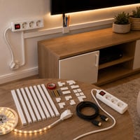 Kino balík: 3-zásuvka + 10x lišta + 1,5m HDMI + 6m LED pásik 1