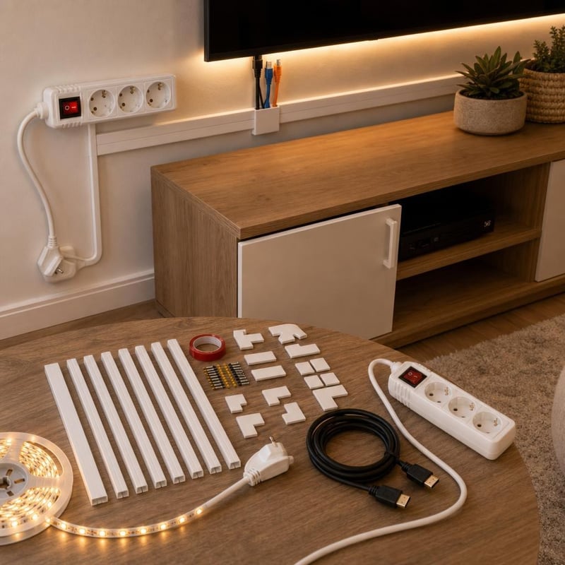 Kino balík: 3-zásuvka + 10x lišta + 1,5m HDMI + 6m LED pásik