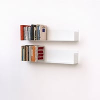 TEEbooks Plávajúca nástenná polica na knihy, oceľ, biela, 60x15x15 cm, s neviditeľným uchytením, Made in Italy, sada 2 ks 1