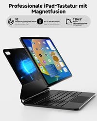 Nuflaz iPad 10 (2022) & iPad 11 A16 (2025) Billentyűzetes Tok - QWERTZ Német Kiosztás, Mágneses Lebegő Dizájn, Érintőpad, RGB Háttérvilágítá 4
