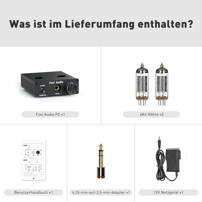 Fosi Audio P2 csöves fejhallgató-erősítő, alacsony zajszintű Hi-Fi előerősítő
