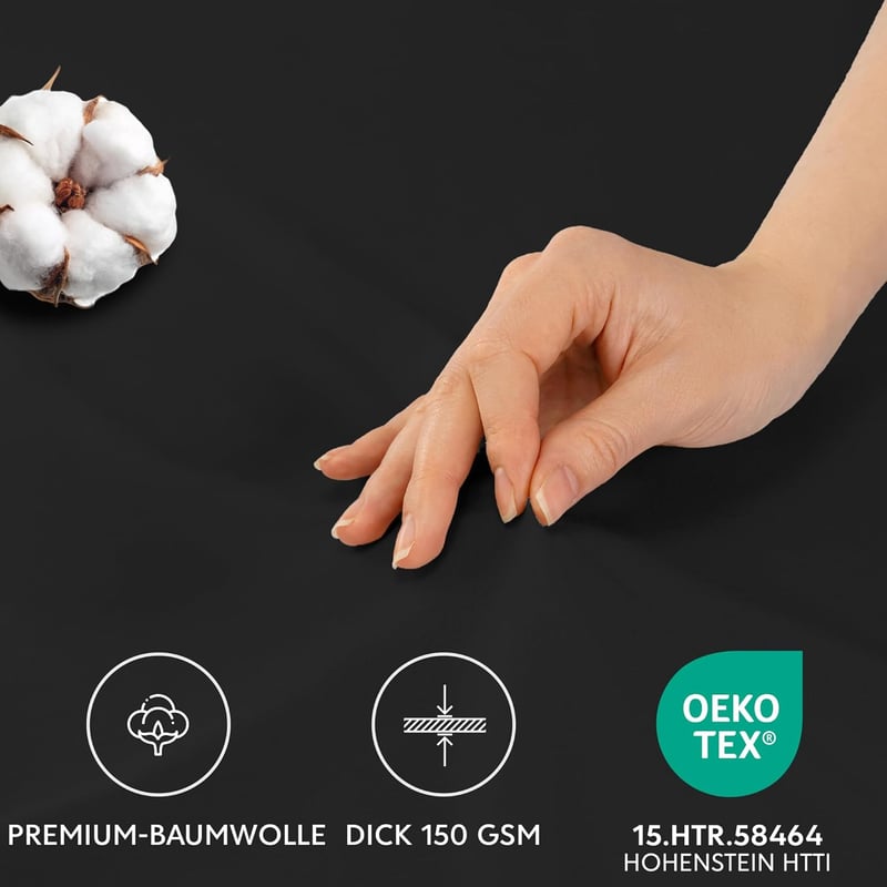 Dreamzie Párnahuzat Szett, 30 x 50 cm, 2 db Fekete Jersey Pamut, 150 g/m², Hipoallergén, Tartós, Géppel Mosható
