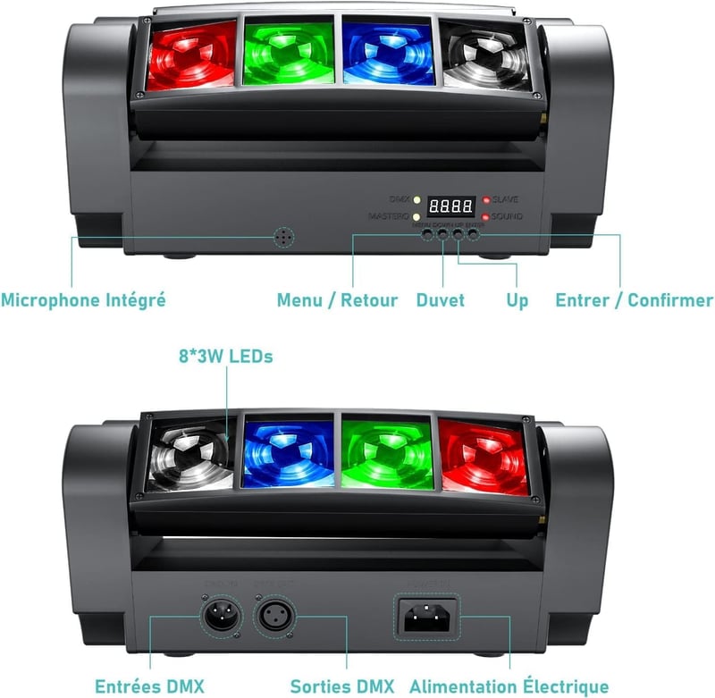 BETOPPER Mozgófejes RGBW LED Diszkófény DMX512 Vezérléssel