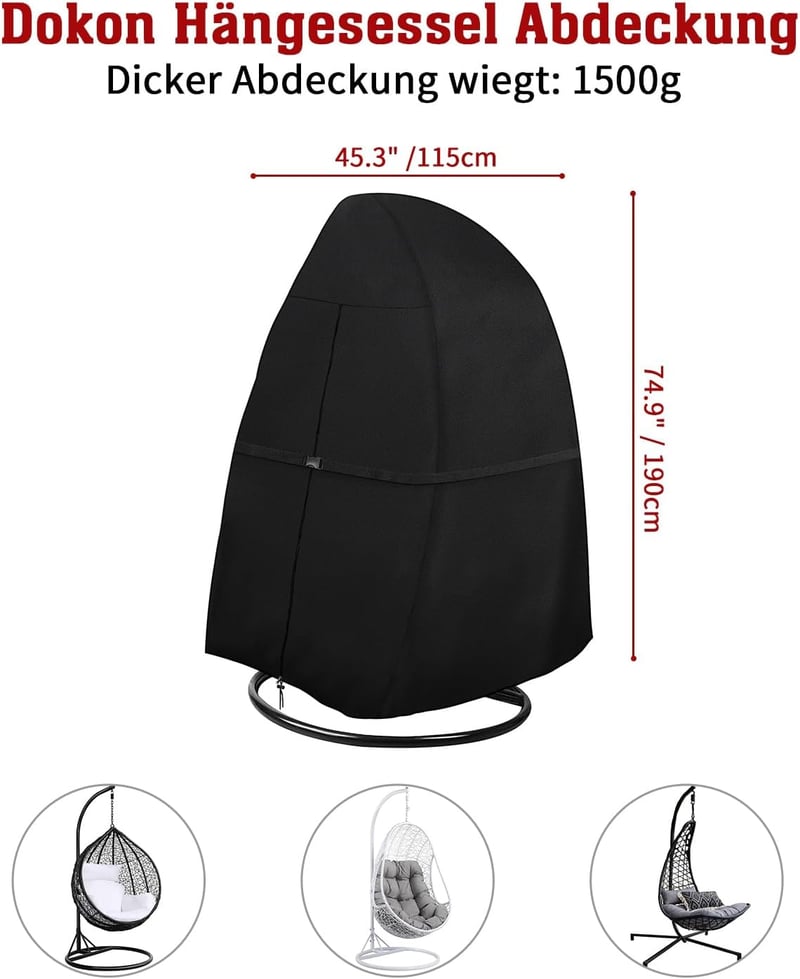 Dokon Függőszék Takaró - Vízálló 600D Oxford Anyag, Szélbiztos, UV-Ellenálló Védőhuzat Függőkosárhoz, Hintaágyhoz - 190x115 cm Méretű Téli V