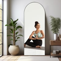 LunaMirror Íves Álló Tükör 180 x 76 cm - Teljes Alakos Padlótükör Hálószobába, Nappaliba, Előszobába - Fekete Fali Tükör 6