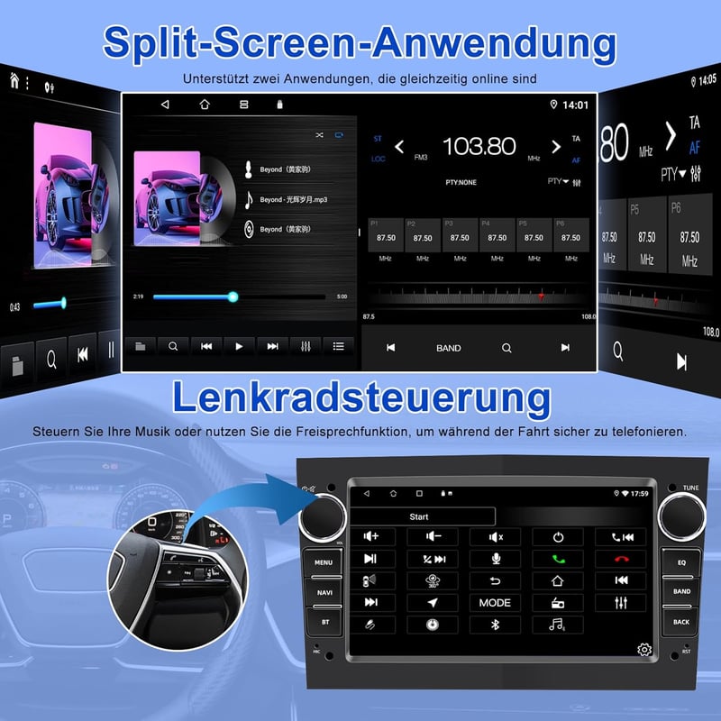 Opel 7" Android autórádió GPS-szel, CarPlay, 2+32GB, DSP - Astra H, Corsa, Vectra, Zafira