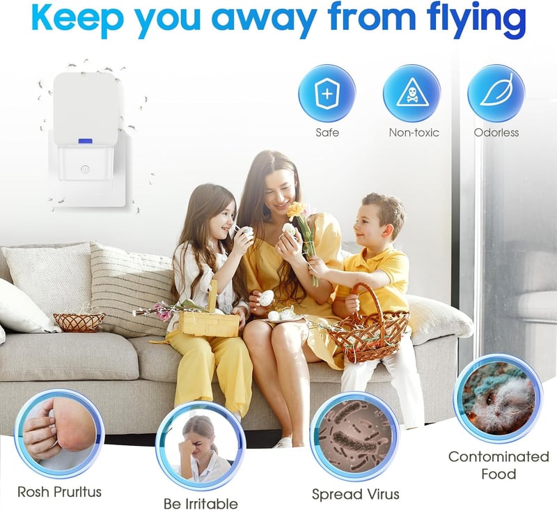 Tiptop Home Elektromos Rovarcsapda - 2 db UV Fénycsapda Ragadós Lappal, Szúnyog, Muslica és Molyirtó, Szagtalan, Beltéri Használatra, Fehér
