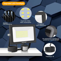 MEIKEE 80W LED Reflektor Mozgásérzékelővel, 7520 Lumen, 6500K Hideg Fehér, IP66 Vízálló Kültéri Lámpa Kerthez, Garázshoz, Teraszhoz 3