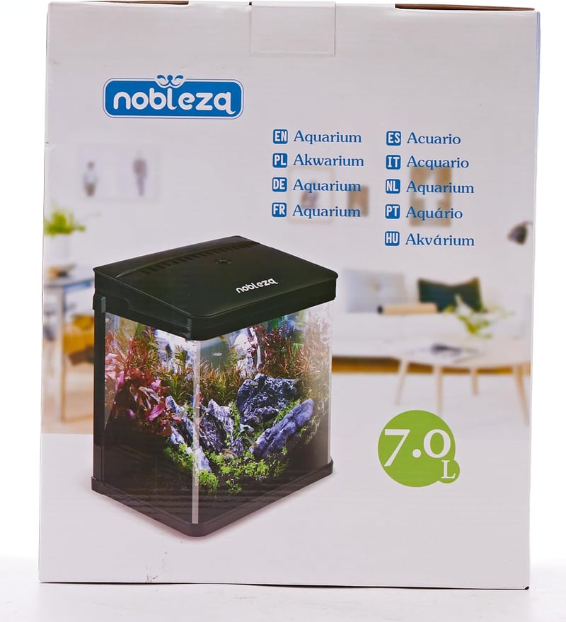 Nobleza 7 literes nano akvárium LED világítással és szűrővel, fehér