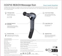 RENPHO Reach LED kijelzős masszázspisztoly levehető nyéllel, szürke 9