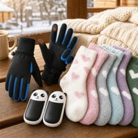 Zimný balíček: detské softshell rukavice + 6 párov termo ponožiek + 2× elektrický ohrievač rúk 1