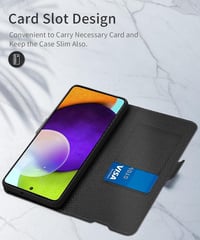 Samsung Galaxy A22 4G Mágneses Flip Tok Kártyatartóval - Fekete 5