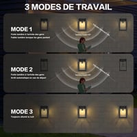 2 db Napelemes Kültéri Fali Lámpa Mozgásérzékelővel - IP65 Vízálló, 3 Üzemmód, 300 Lumen, Meleg Fehér Fény, Retro Stílusú Kerti Világítás 4