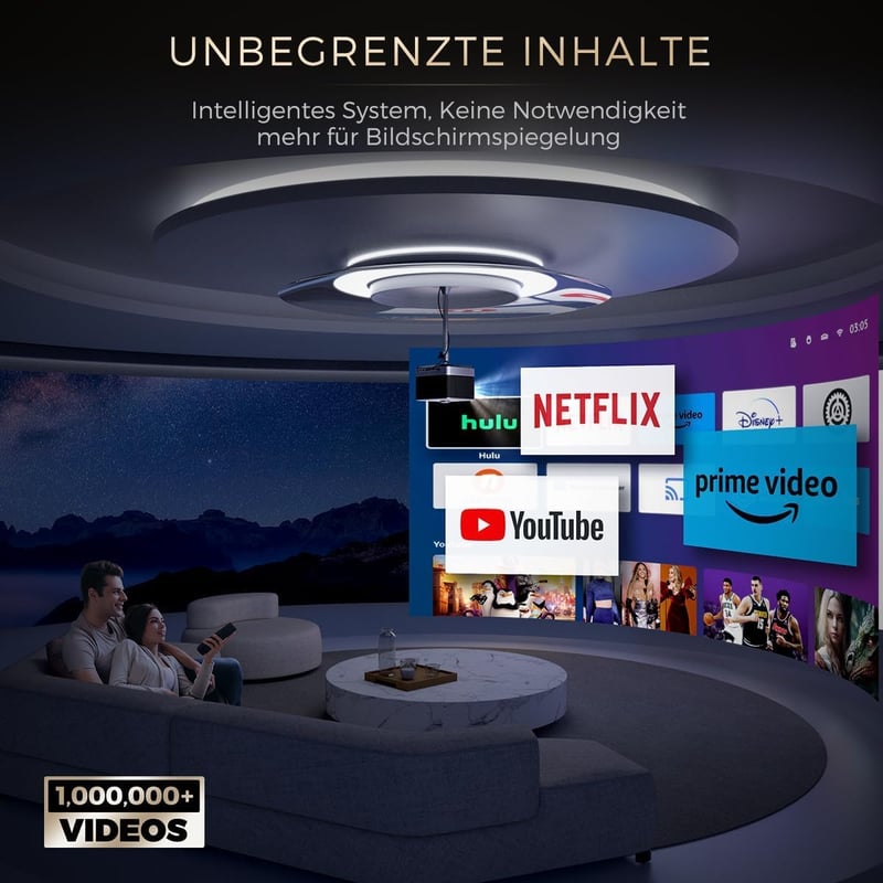AURZEN Boom 3 Projektor Hivatalos Netflix 3D Dolby Hangzással - 4K Autofókusz, WiFi6, Bluetooth, HDR10, 1080P Full HD Házimozi Vetítő