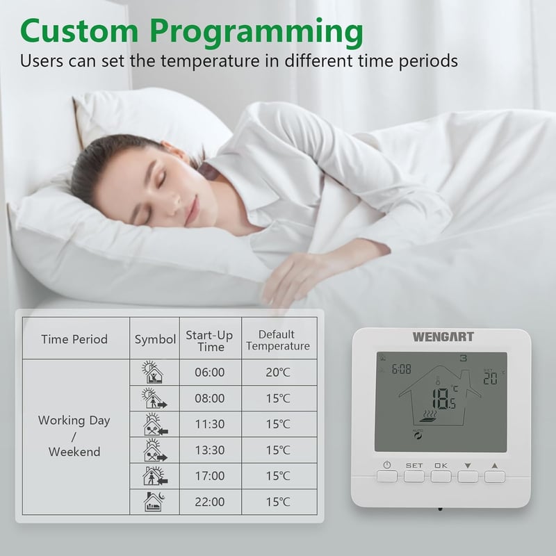 Wengart LCD érintőképernyős programozható padlófűtés termosztát - Bontott