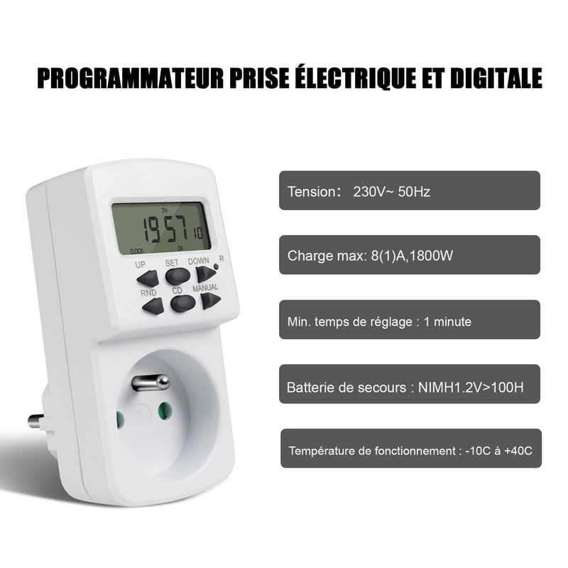 EXTRASTAR Programozható Digitális Időzítő Konnektor - Elektromos Aljzat Időzítéssel Otthoni Készülékekhez